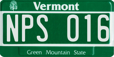 VT license plate NPS016