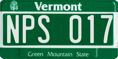 VT license plate NPS017