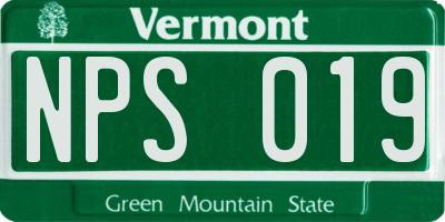 VT license plate NPS019