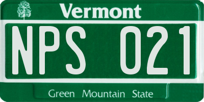 VT license plate NPS021
