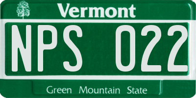 VT license plate NPS022