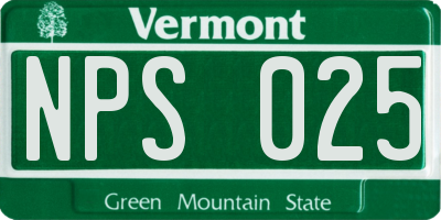 VT license plate NPS025