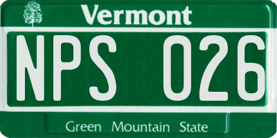 VT license plate NPS026
