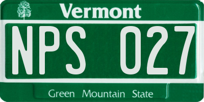 VT license plate NPS027