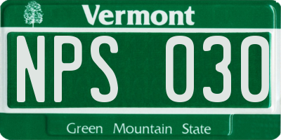 VT license plate NPS030