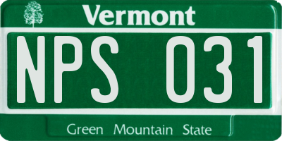 VT license plate NPS031