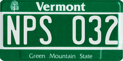 VT license plate NPS032