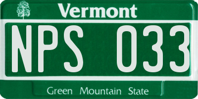 VT license plate NPS033