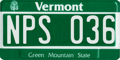 VT license plate NPS036