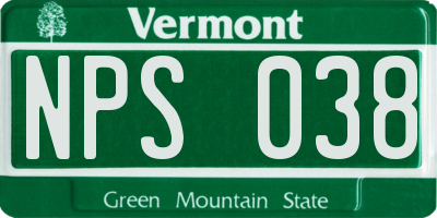 VT license plate NPS038