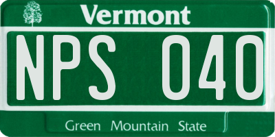 VT license plate NPS040