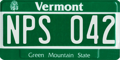 VT license plate NPS042