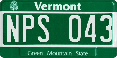 VT license plate NPS043