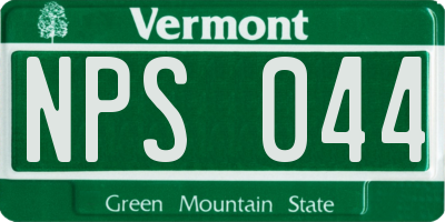 VT license plate NPS044