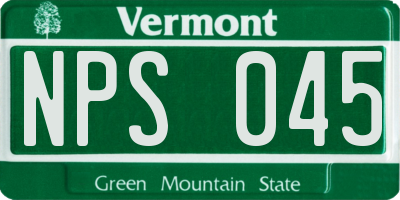 VT license plate NPS045
