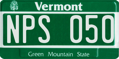 VT license plate NPS050