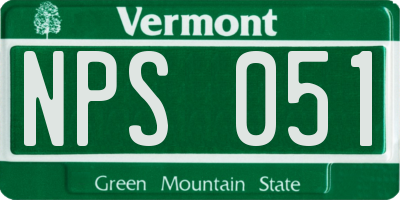 VT license plate NPS051