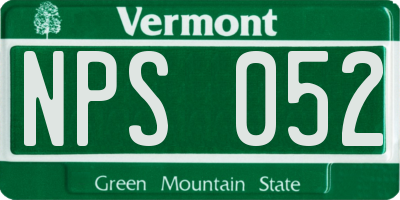 VT license plate NPS052