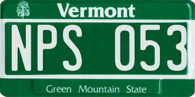 VT license plate NPS053