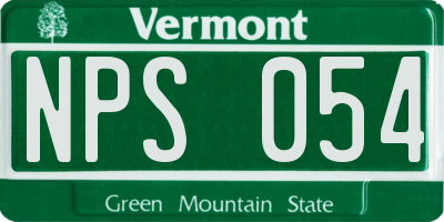 VT license plate NPS054