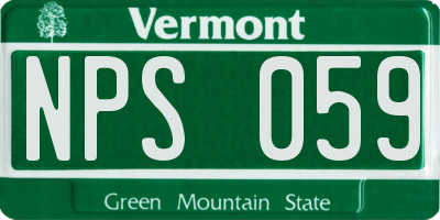 VT license plate NPS059