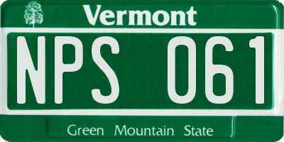 VT license plate NPS061