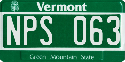 VT license plate NPS063
