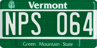VT license plate NPS064