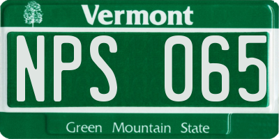 VT license plate NPS065