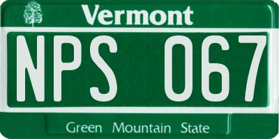 VT license plate NPS067