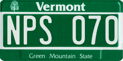 VT license plate NPS070