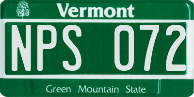 VT license plate NPS072