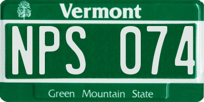 VT license plate NPS074
