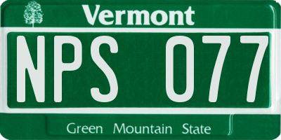VT license plate NPS077