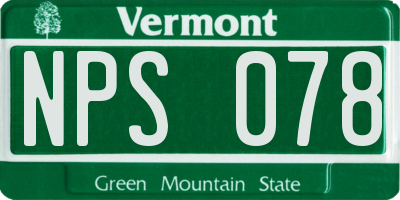 VT license plate NPS078