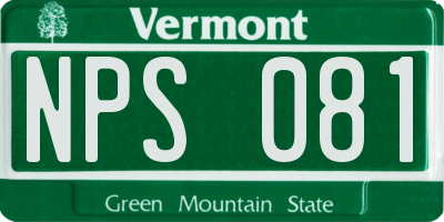 VT license plate NPS081