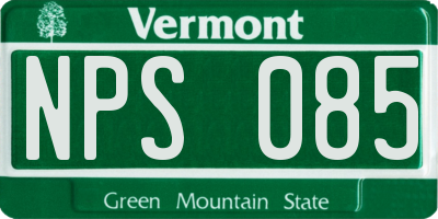 VT license plate NPS085