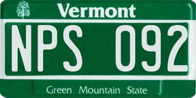 VT license plate NPS092