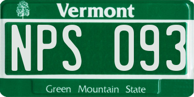 VT license plate NPS093