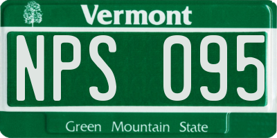 VT license plate NPS095