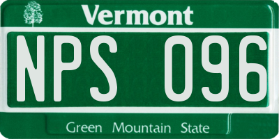 VT license plate NPS096