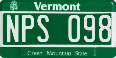 VT license plate NPS098
