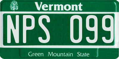 VT license plate NPS099