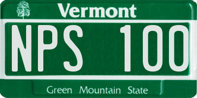 VT license plate NPS100