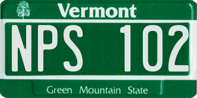 VT license plate NPS102
