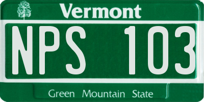 VT license plate NPS103