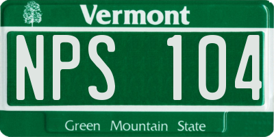 VT license plate NPS104