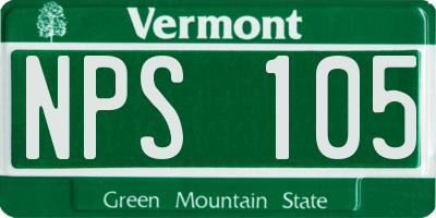 VT license plate NPS105