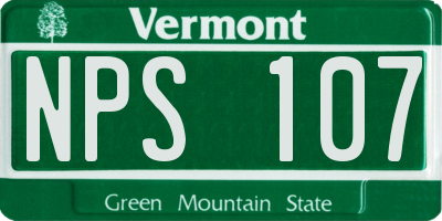 VT license plate NPS107