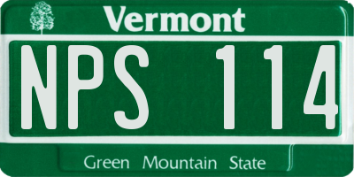 VT license plate NPS114
